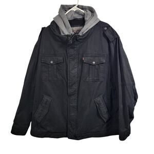 Men's Levi's Military Trucker Jacket with a Removable Hood and Bib Size 3XL